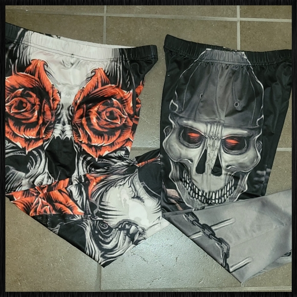SKULL ☠️ & 🥀 ROSES LEGGINGS <> SET OF 2 - Picture 7 of 16